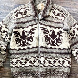 Genuine Vintage Cowichan Knit Cardigan Sweater - Thunderbird